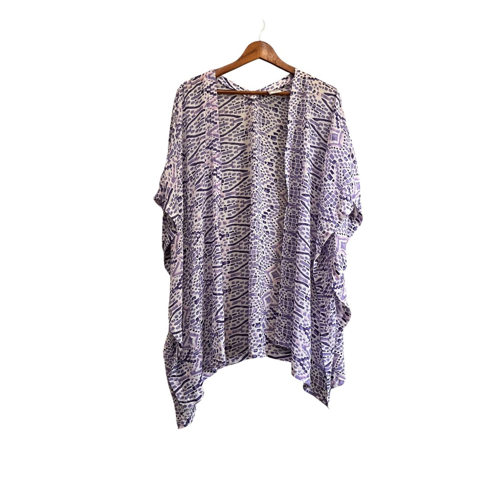 Blair Kimono Wrap Women OS Purple Excellent Geometric Abstract Open Front